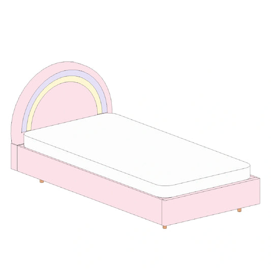 Kids Bed Rainbow Velvet LANDEILLAU 90 x 200 cm (EU Single) Pink