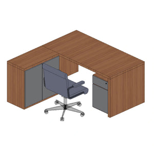 Sophie 3-Piece Desk - Walnut & Grey