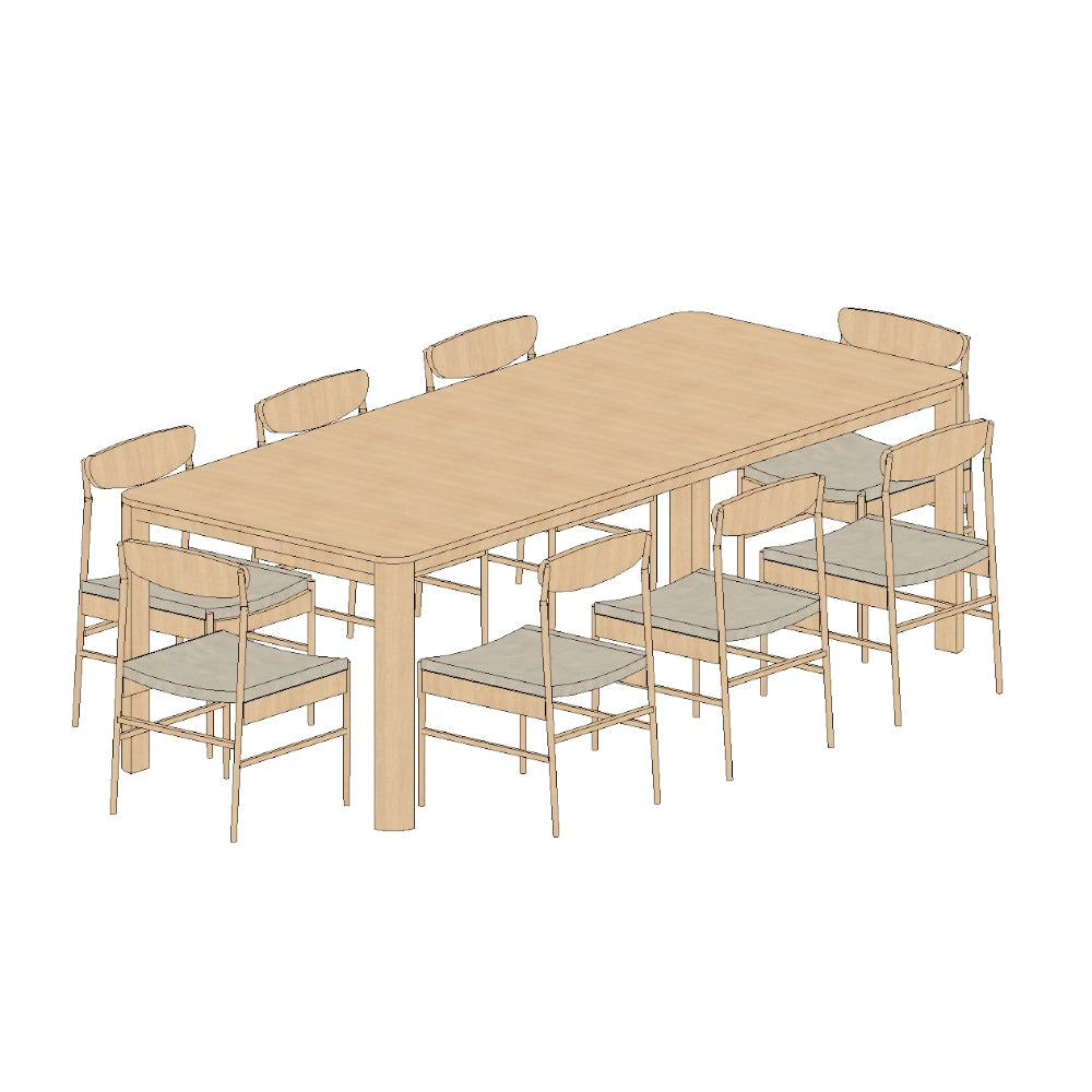 Quart Dining Table 240cm - Oak