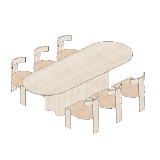 Waves Dining Table - Oak Wood